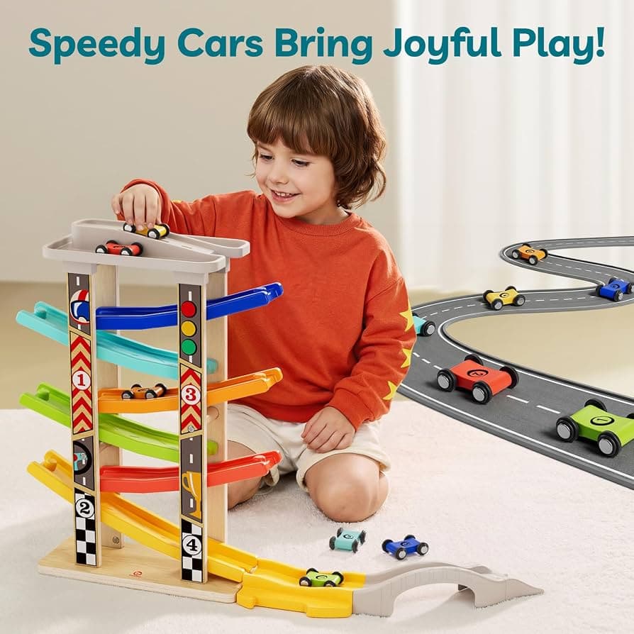 Pre-loved Toddler Wooden Car Ramp Race Track Set