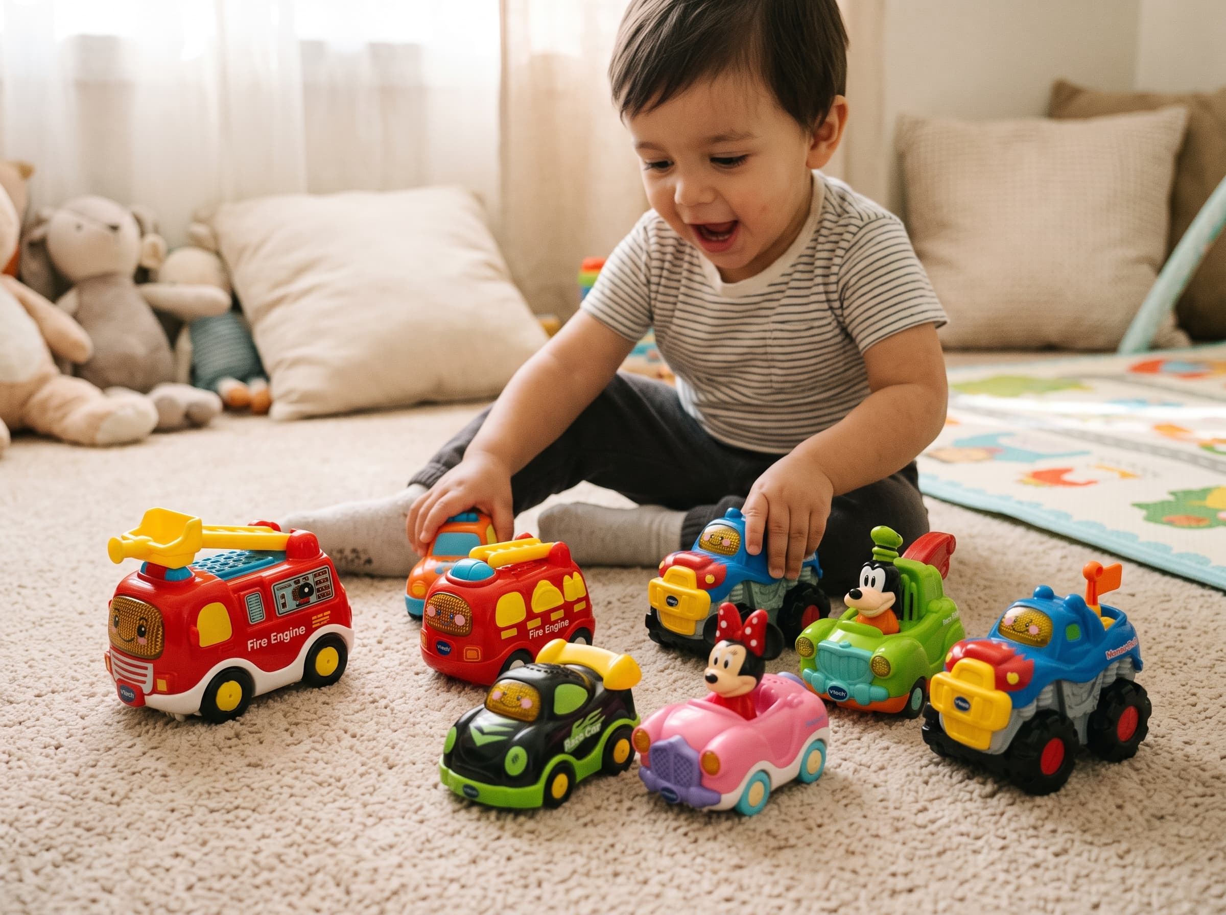 Pre-loved VTech Toot-Toot Drivers Vehicle Set – Fire Engines, Race Car, Monster Truck, Minnie & Goofy (1 Piece Price)