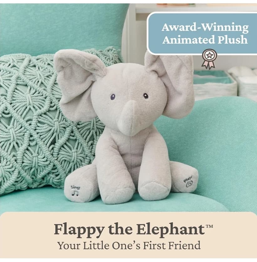 Pre-loved GUND Baby Flappy the Elephant – Animated Musical Peek-a-Boo Plush, 12 Inch