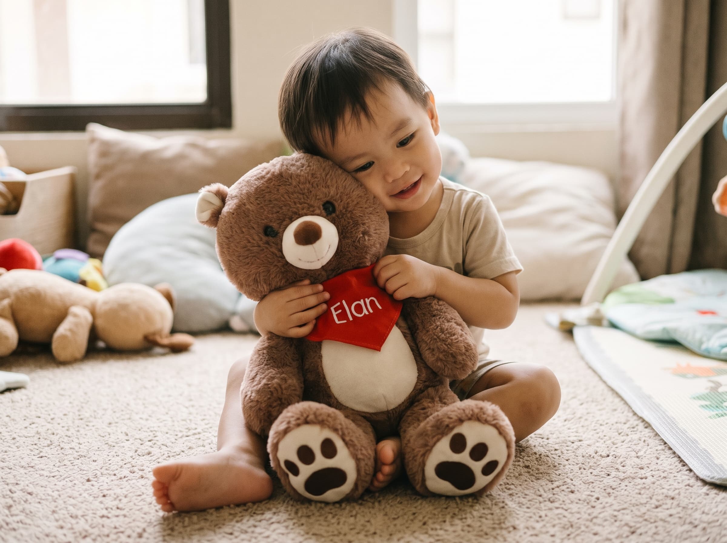 Pre-loved Soft Brown Teddy Bear with Red Bandana – Plush Toy